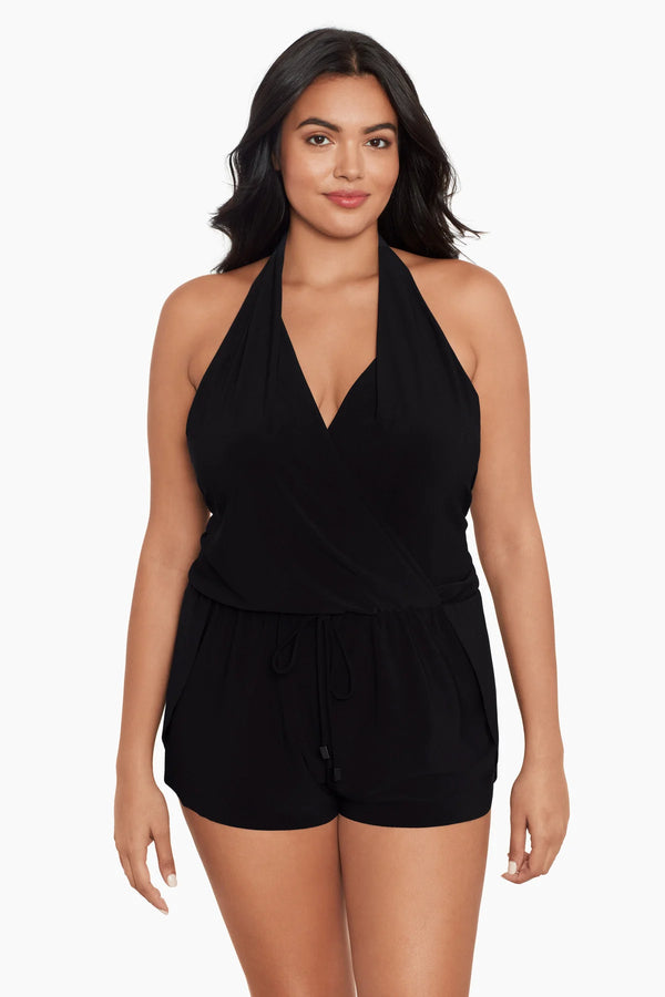 MagicSuit Solids Plus Size Bianca One Piece Romper Swimsuit